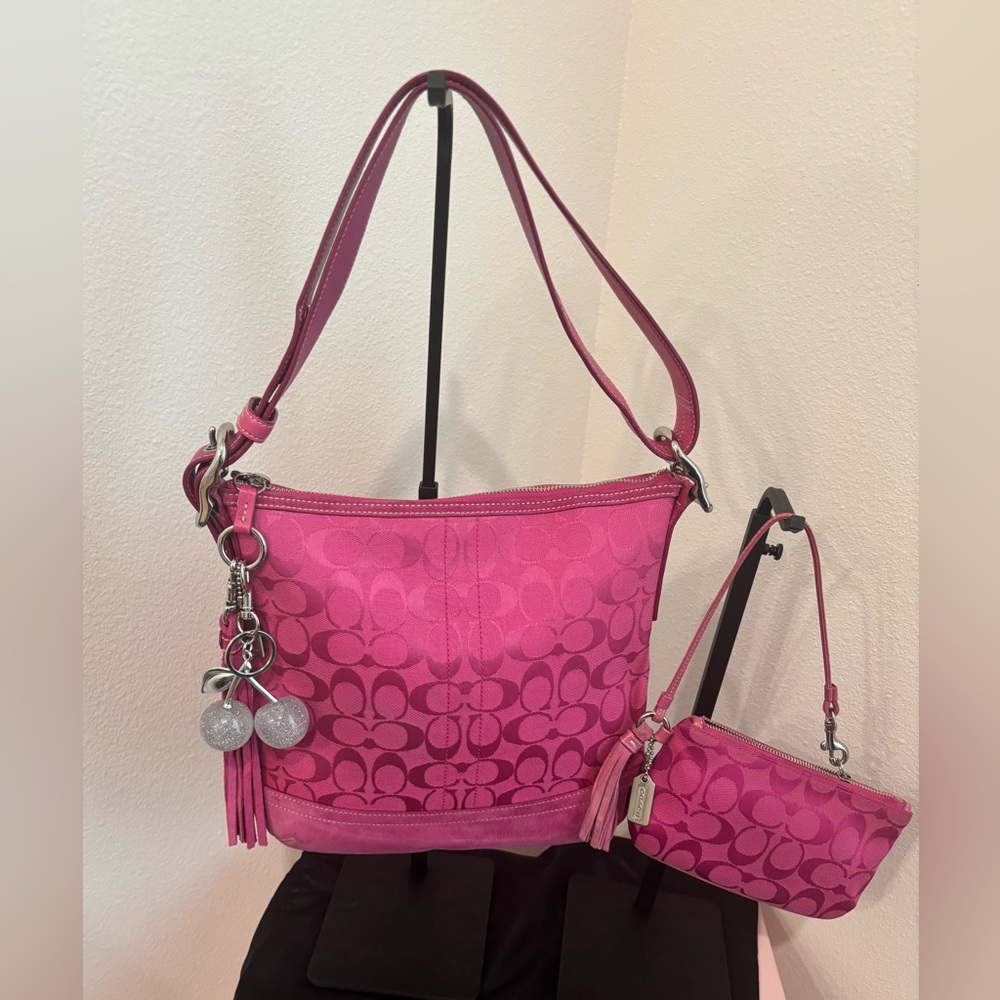 Coach Y2K Hot Pink Shoulder crossbody and Mini Signature C Jacquard